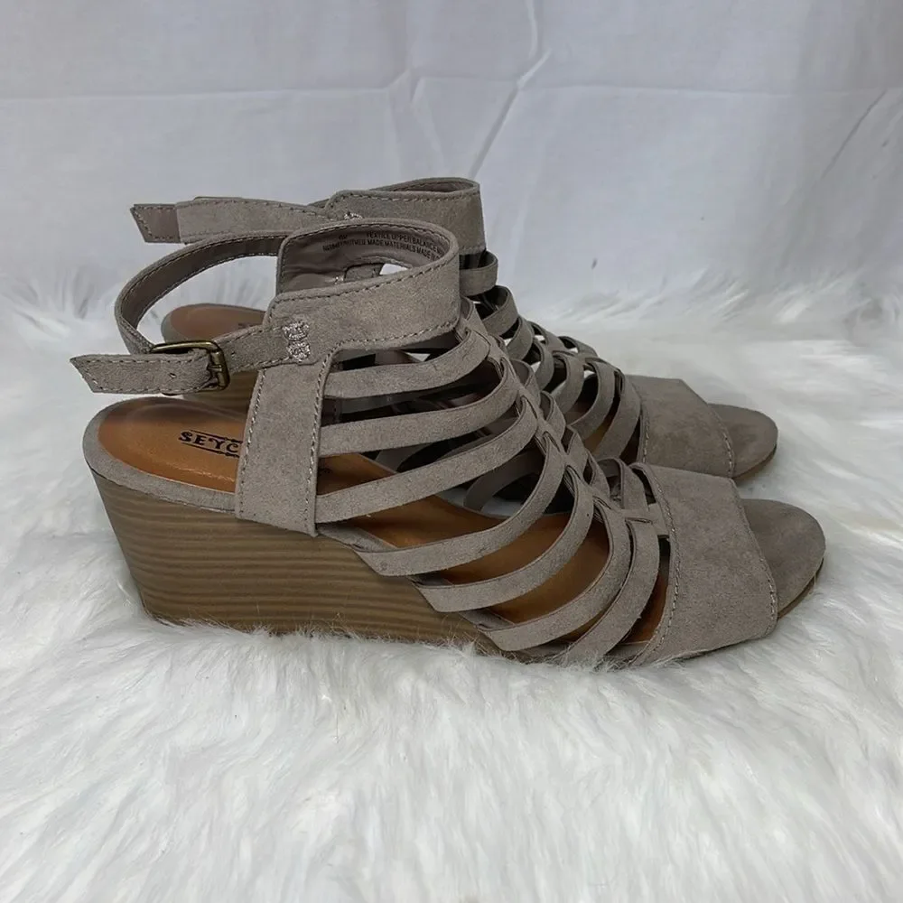 Seychelles Nutmeg Faux Suede Strappy Wedge Sandals Sz‎ 8
